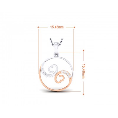 Syna Diamond hearts Pendant in two tone 18k gold